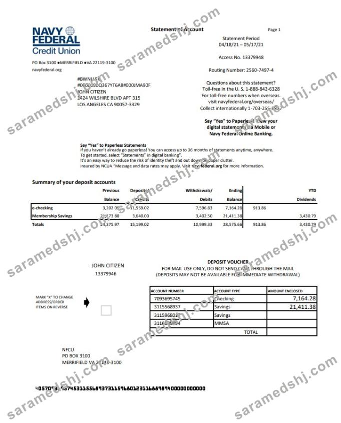 USA Navy Federal Credit Union excel pdf